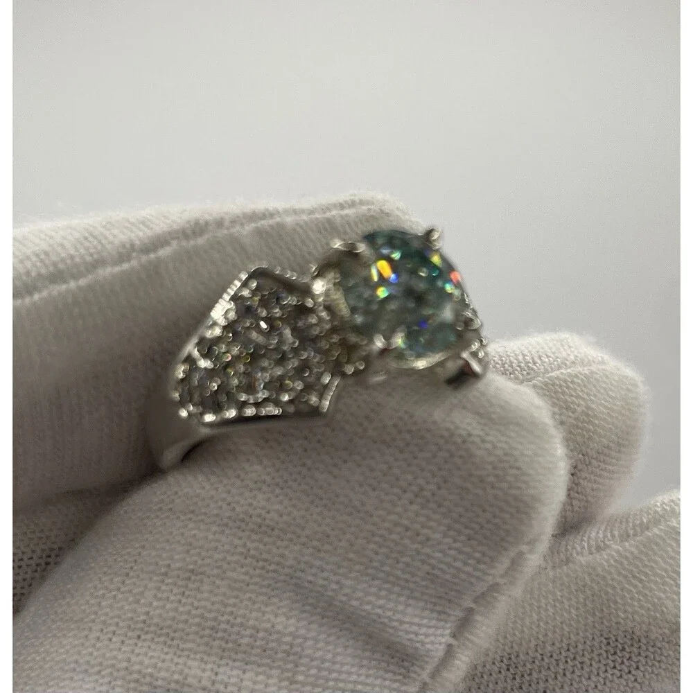 Blue/Green Round Cut Diamond Solitaire 2.94 Carat Certified